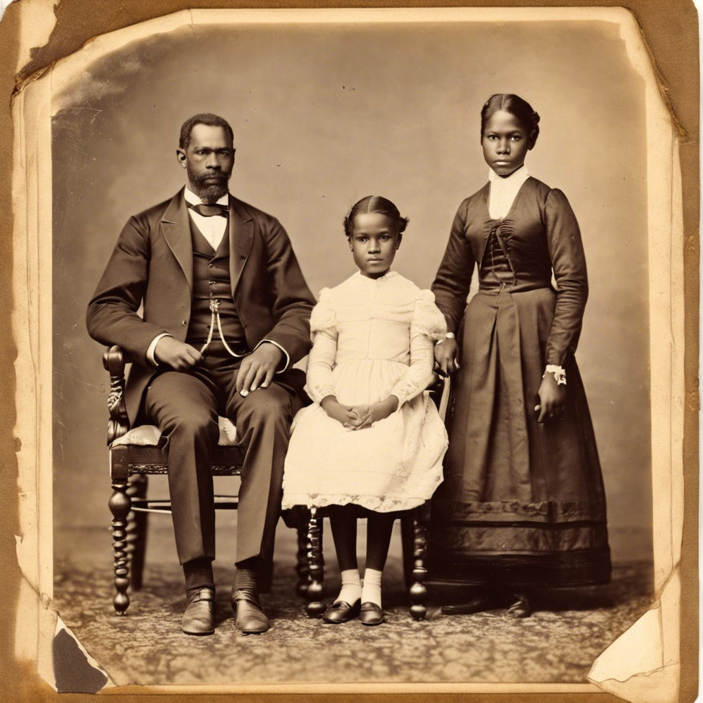 An old photo of a black family created by AI