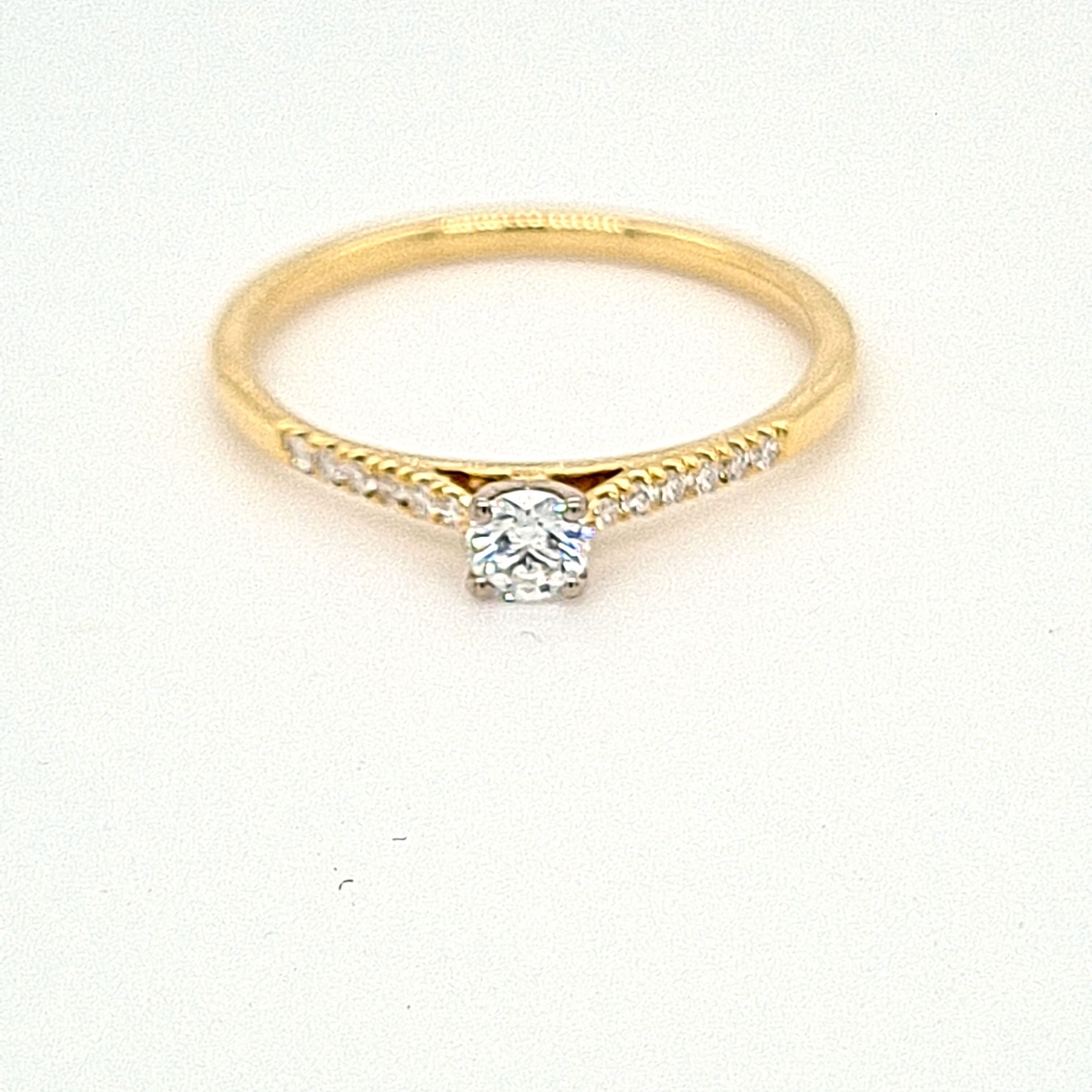 18k Yellow Gold Four Claw 0.22ct Two Tone Diamond Solitaire Ring
