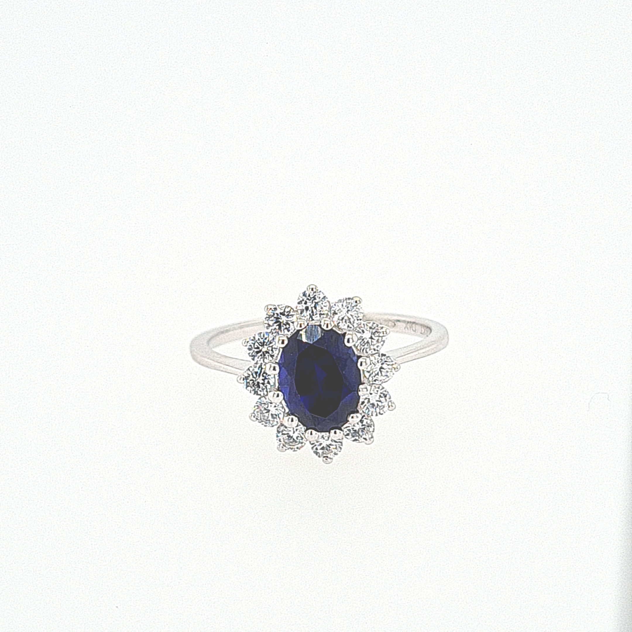 9CT White Gold  Lady D Style Cluster Ring