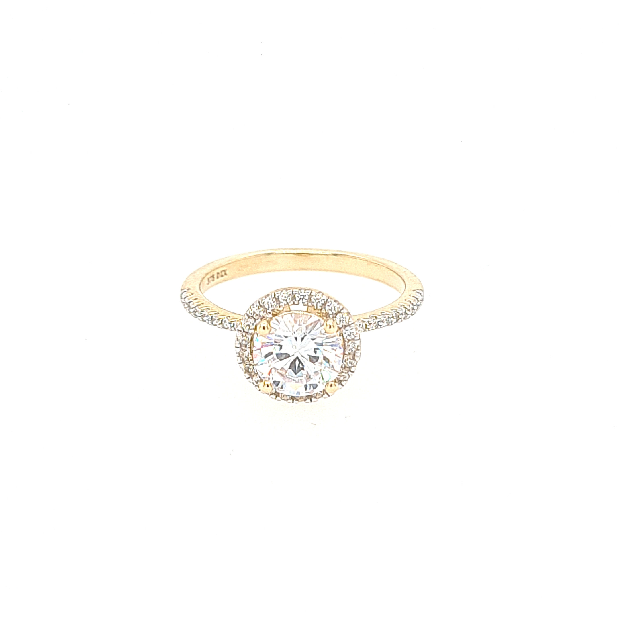9CT Yellow Gold Scallop Set Halo Ring