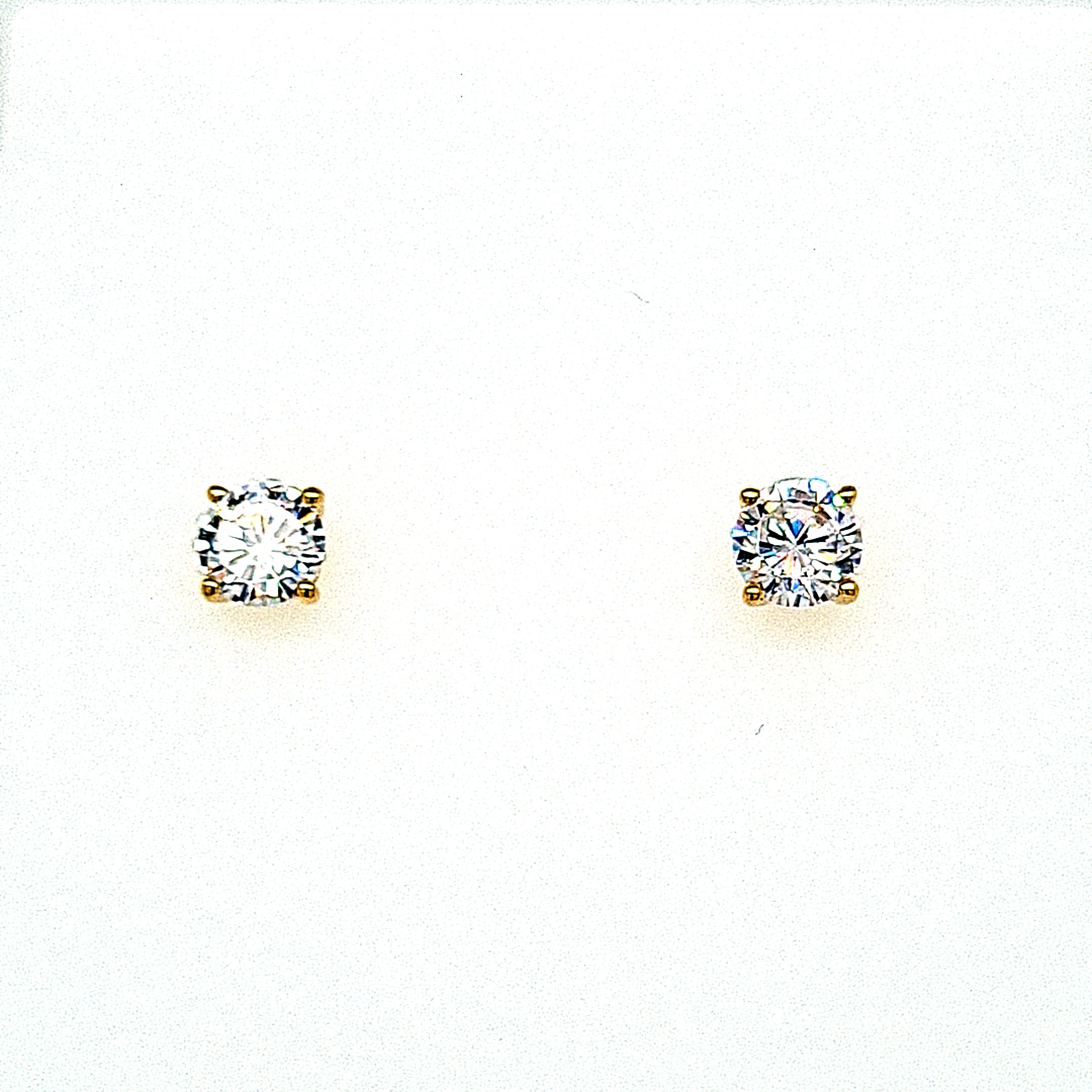 9ct Yellow Gold Four Claw Stud Earrings Set With Swarovski Cubic Zirconia