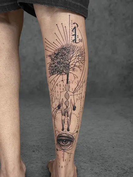 third eye fine line tattoo