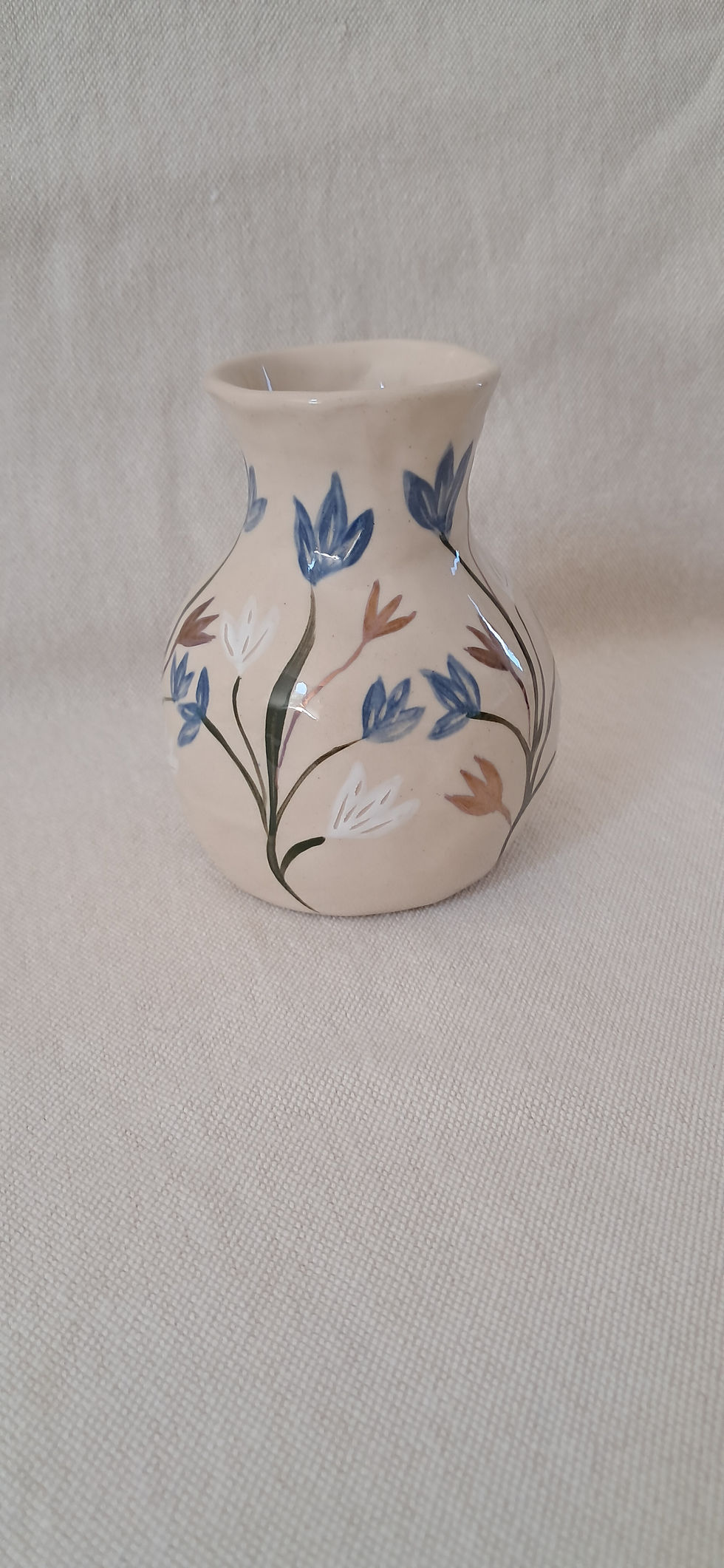 Thumbnail: Bud vase blue & copper flowers 