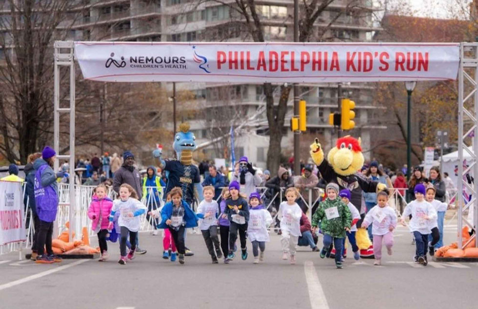 The start line for the Philadelphia Marathon Kid's run at Eakins Oval on the Benjamin Franklin Parkway in Philadelphia