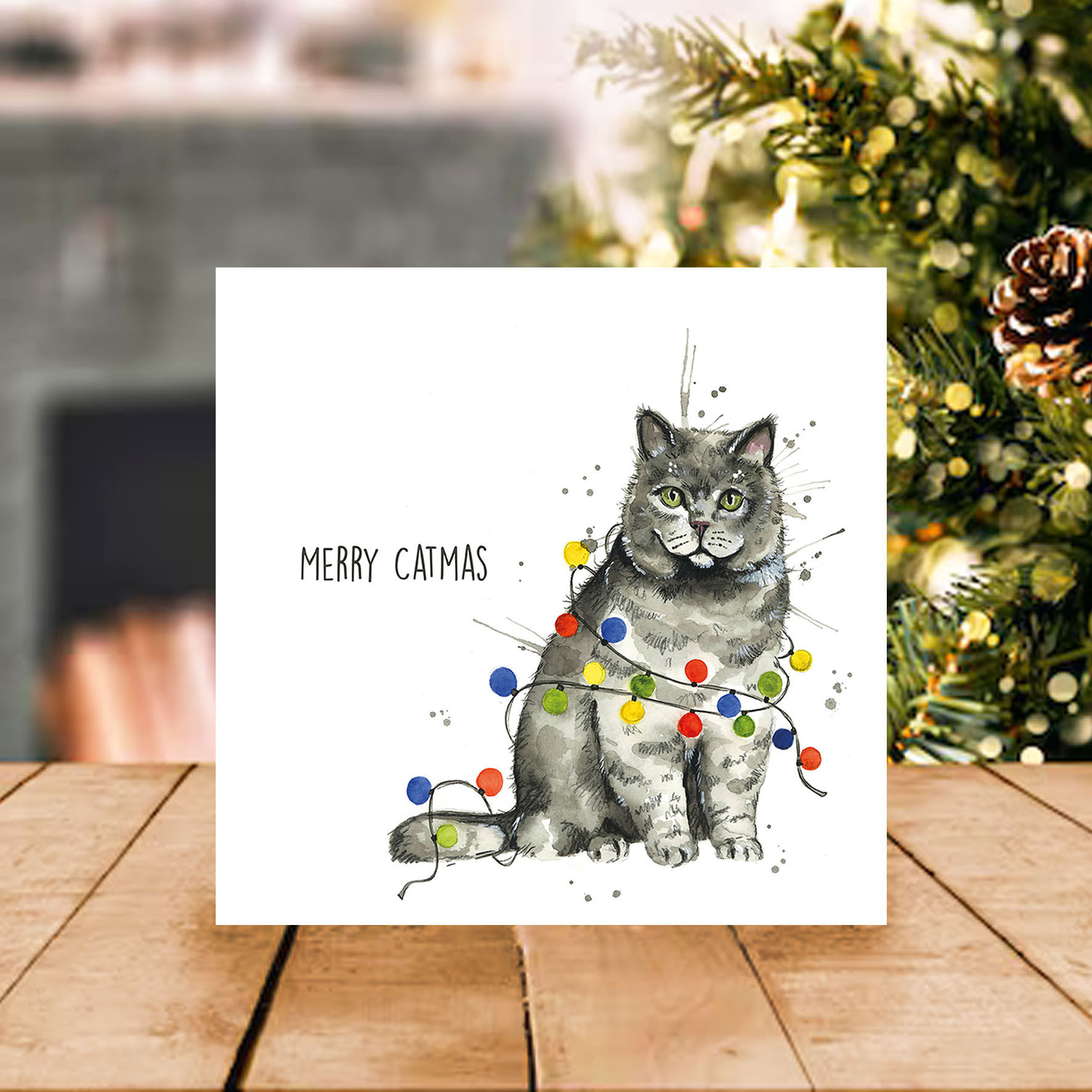 Merry Catmas Greetings Card
