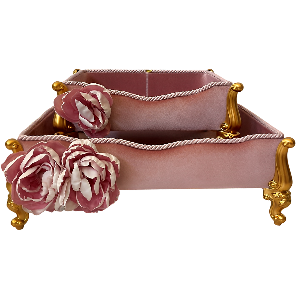 Σετ πολυτελών μπιζουτιέρων με λουλούδια και χρυσές λεπτομέρειες