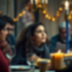 Lost in overwhelm at a bustling Chanukah event, she becomes absorbed in her own thoughts, missing the moment's warmth and joy.