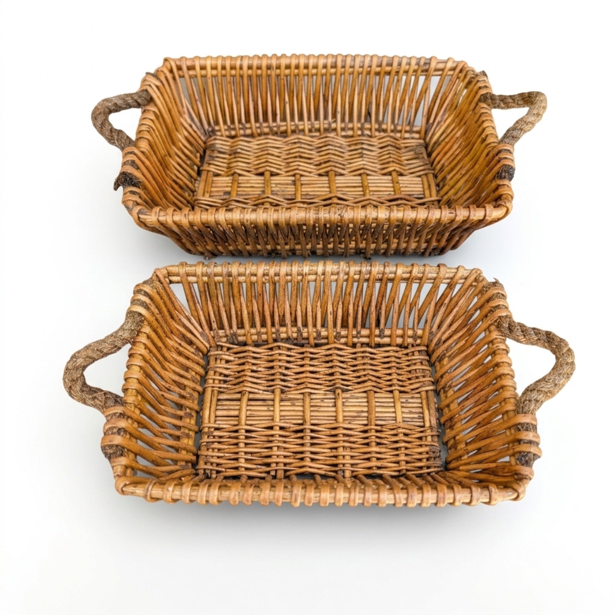Willow Baskets for Countertop, Bread and Fruit – Set of 2