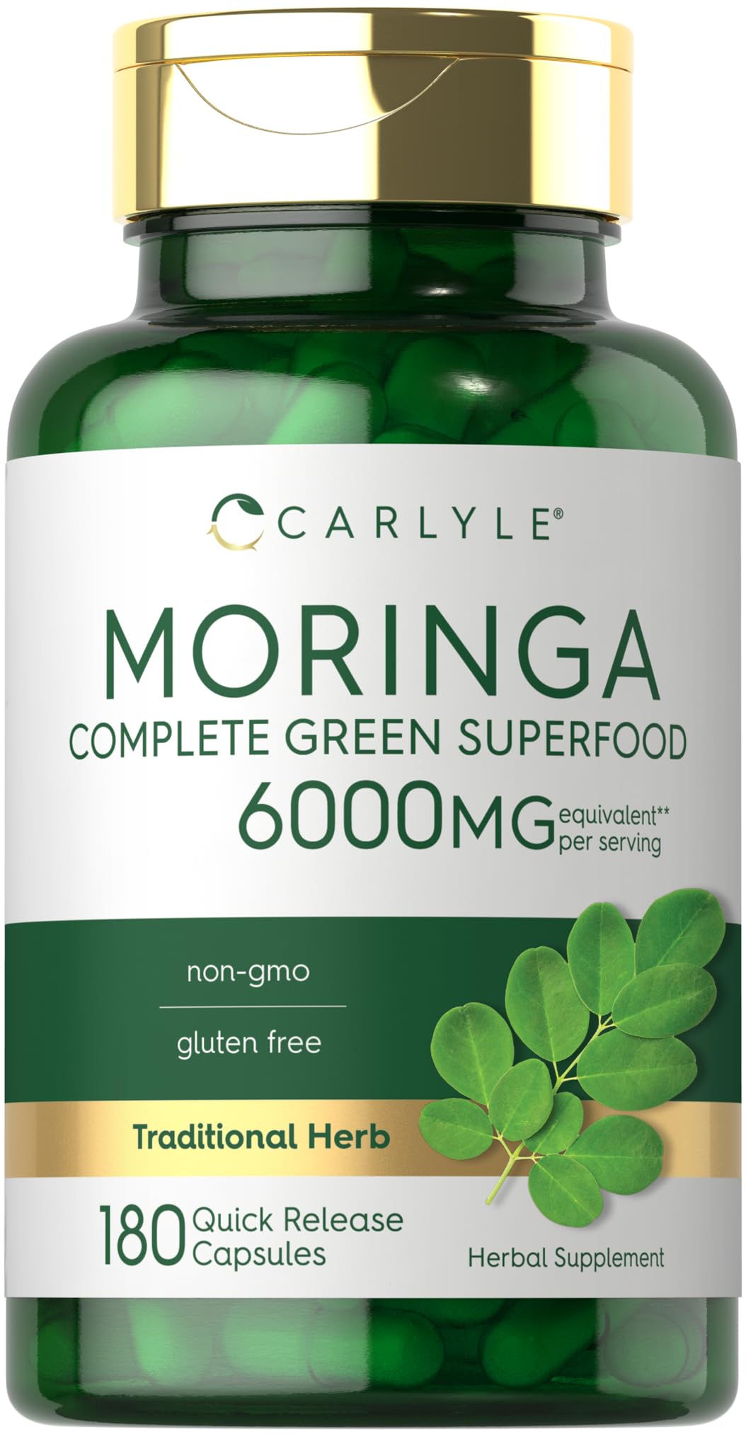 Carlyle Moringa Oleifera | 180 Capsules | Non-GMO and Gluten Free Supplement | C