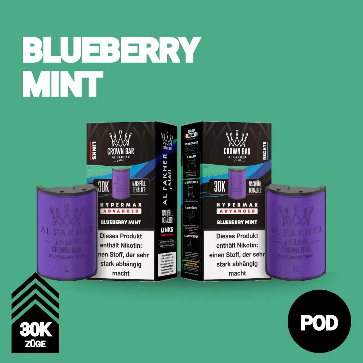 Al Fakher 30K - Blueberry Mint - Hypermax Pod