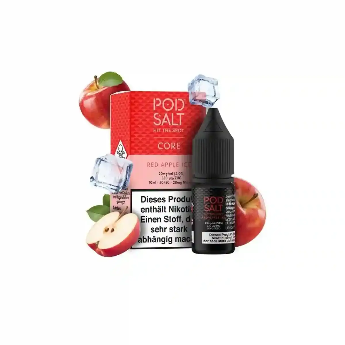 Pod Salt Liquid - Red Apple Ice - 20mg Nikotin Core 10ml