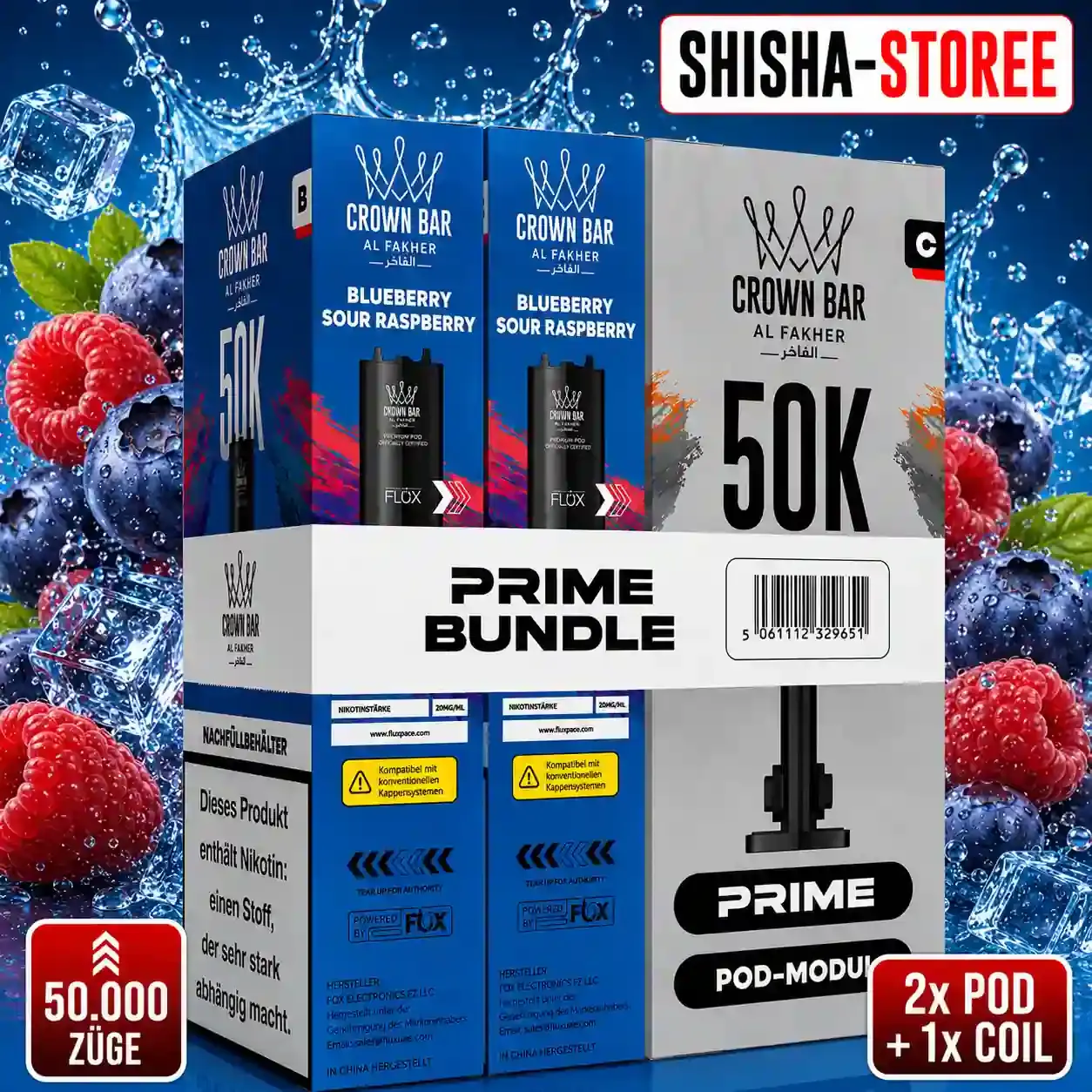 Al Fakher 50K Hypermax Prime - Pods - Blueberry Sour Raspberry 2xPod + 1xCoil