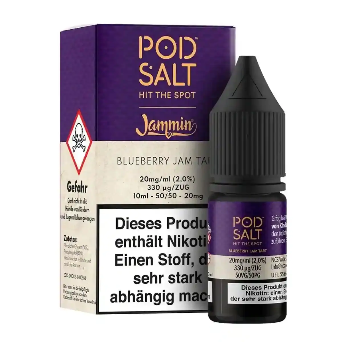 Pod Salt Liquid - Jammin Blueberry Jam Tart - 20mg Nikotin - Fusion 10ml