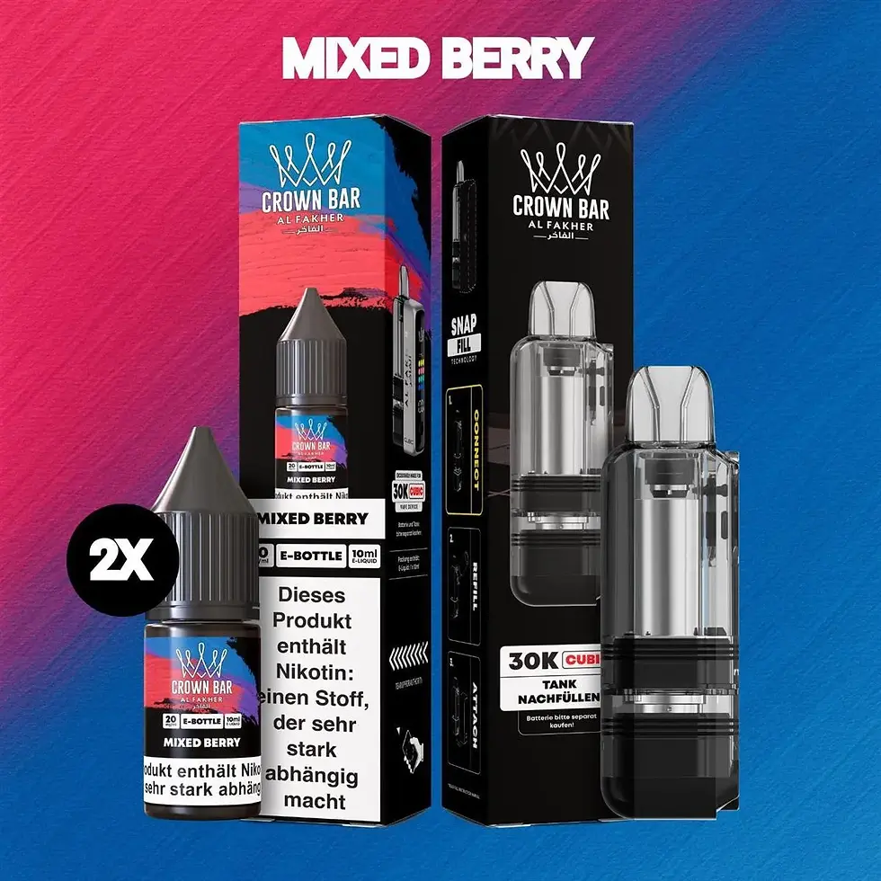 Al Fakher 30K Cubic - Mixed Berry - 2x Liquid &amp; Pod-Tank
