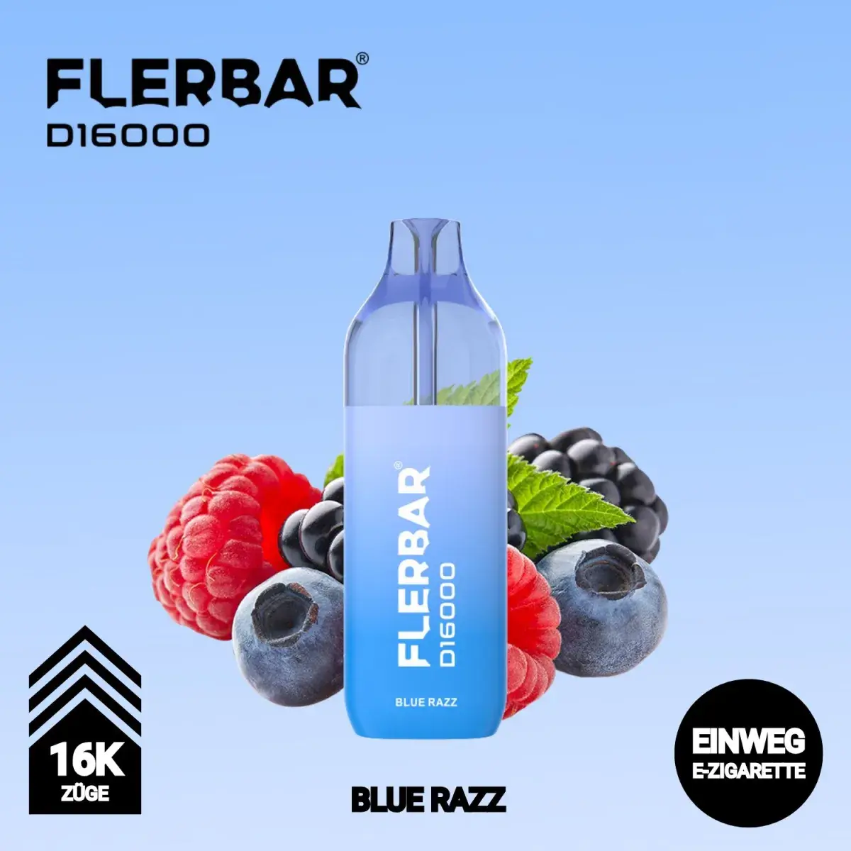 Flerbar D16000 - Blue Razz - 10ml+2ml
