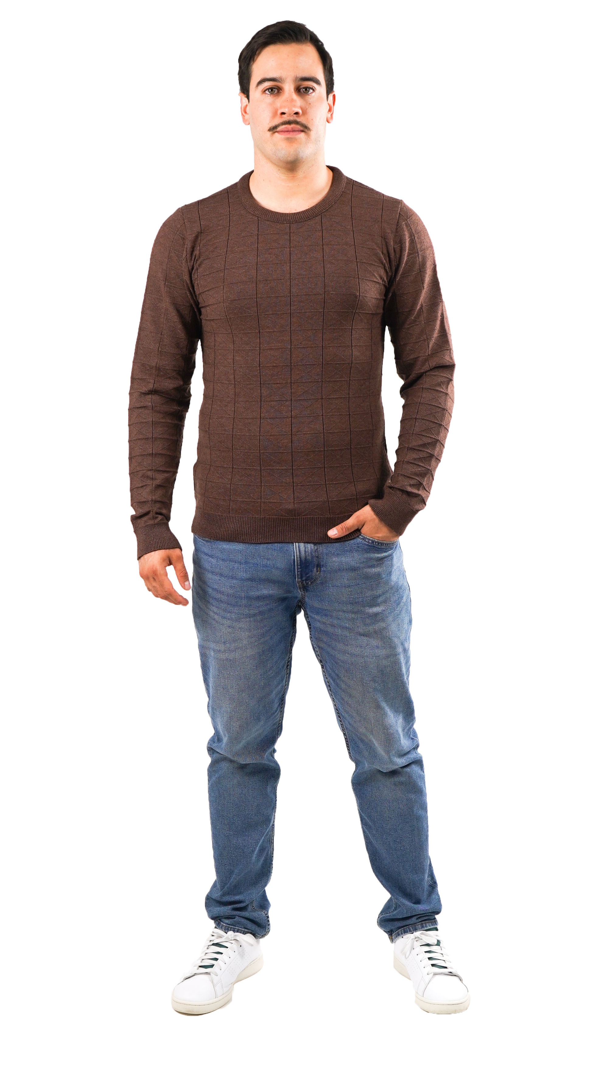 Sweater Cuello Redondo Cuadros Invertidos Modelo R08