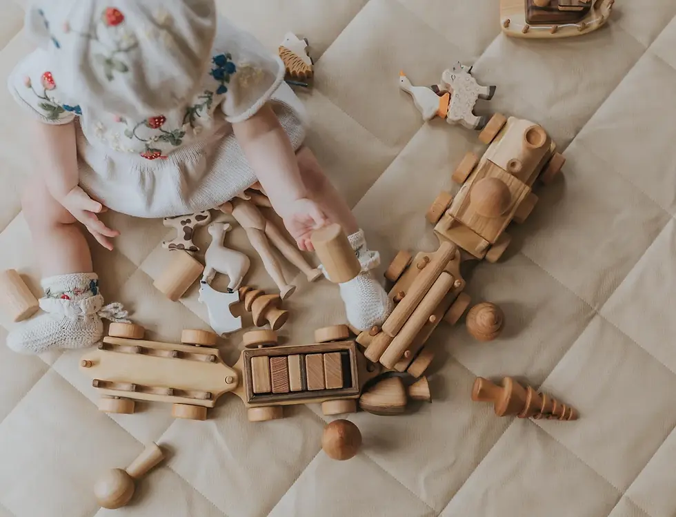 Thumbnail: Handmade Wooden Train Toy with 4 Carriages