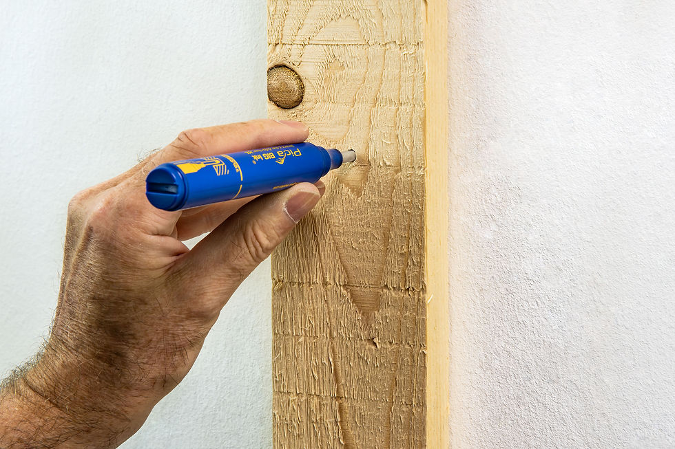 Thumbnail: Example of blue Pica Big Ink marking wood