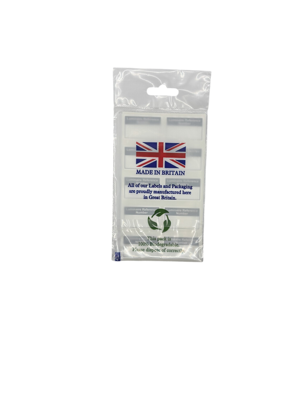 Thumbnail: back of hanging bag showing made in Britain and compasible bag