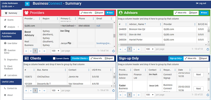Bus Connect Screenshot of internal application layout