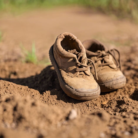 Weathered and dirty shoes