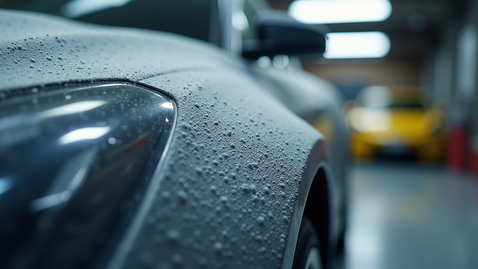 Close-up view of clean vehicle surface ready for protective wax application