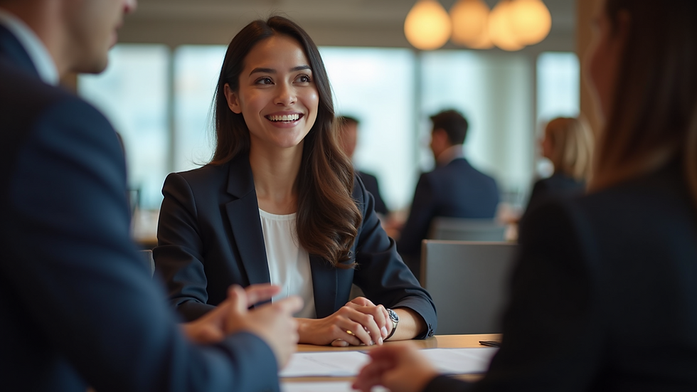 Close-up view of a business professional engaging in a networking event