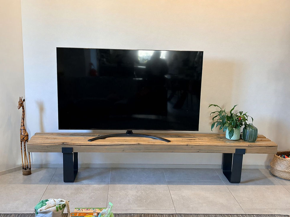 Miniatura: Mobile TV artigianale in legno antico di recupero e ferro - personalizzabile