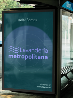 Cartel publicitario de Lavandería Metropolitana