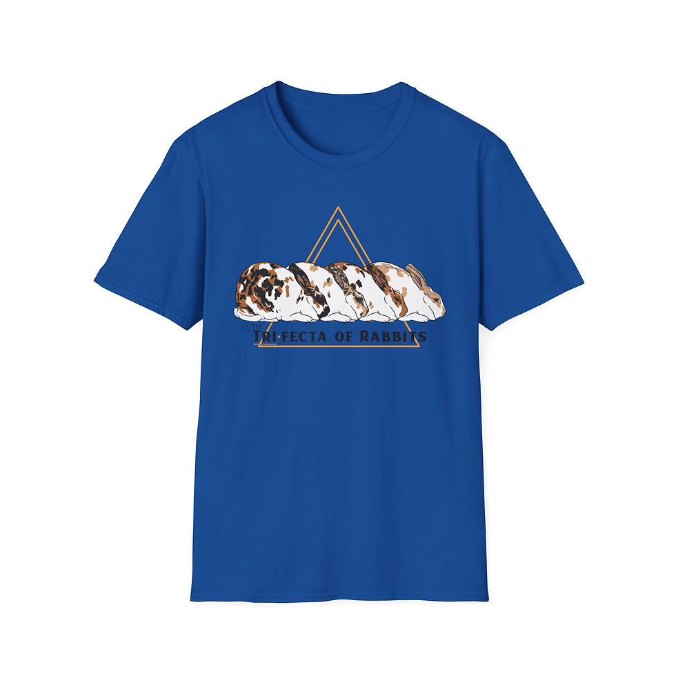 Thumbnail: Trifecta of Rabbits Unisex *Softstyle* T-Shirt (Black, Blue, Chocolate, Lilac)