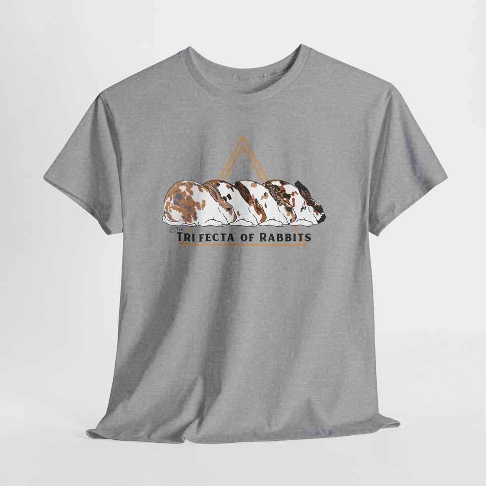 Thumbnail: Trifecta of Rabbits Unisex *Heavy Cotton* Tee (Lilac, Chocolate, Blue, Black)