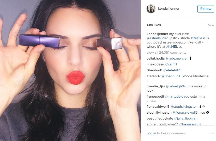 Instafamosos - millones de seguidores, pero no siempre millones de $ Kendall Jenner