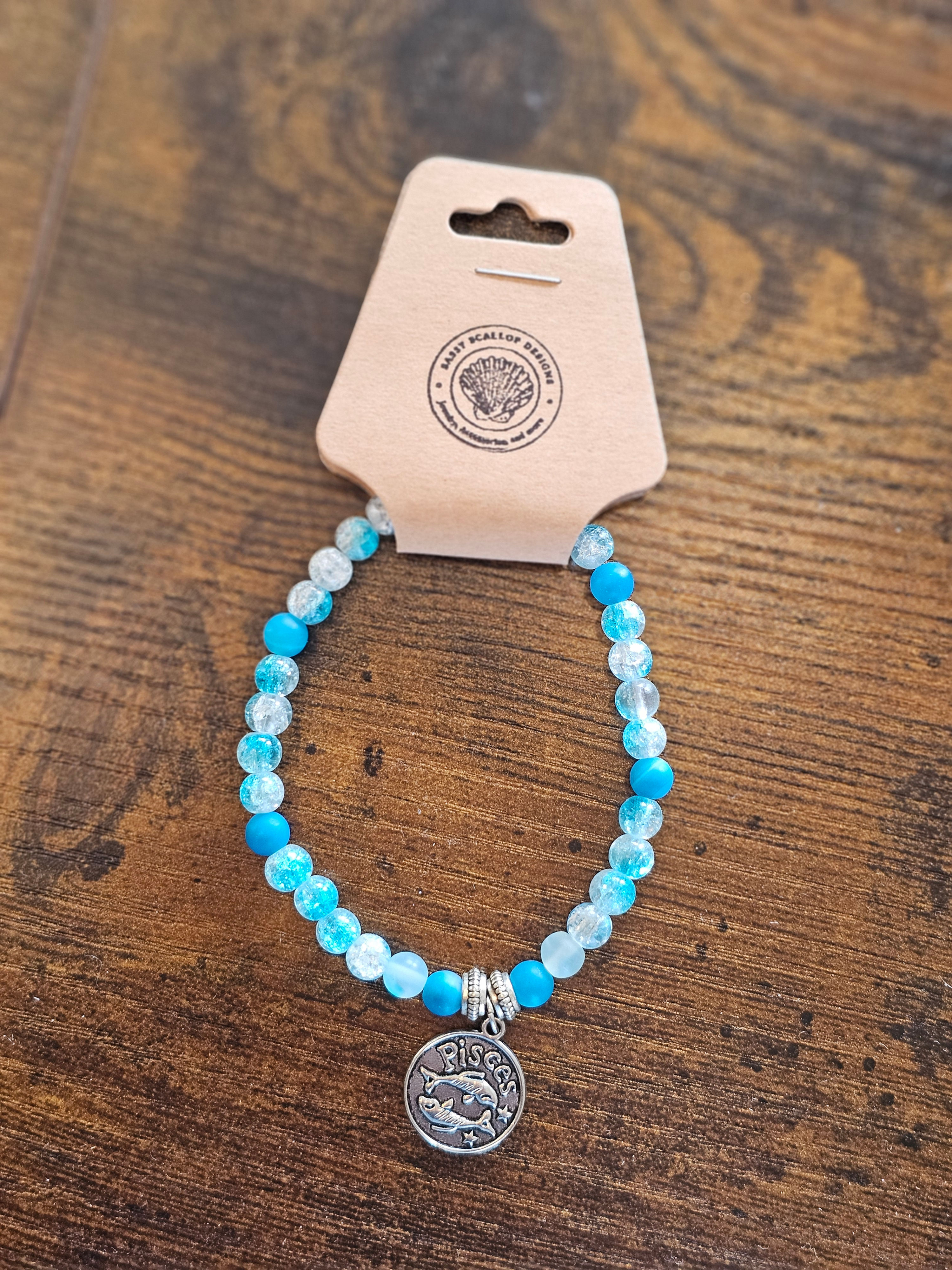 Blue Pisces Beaded Bracelet
