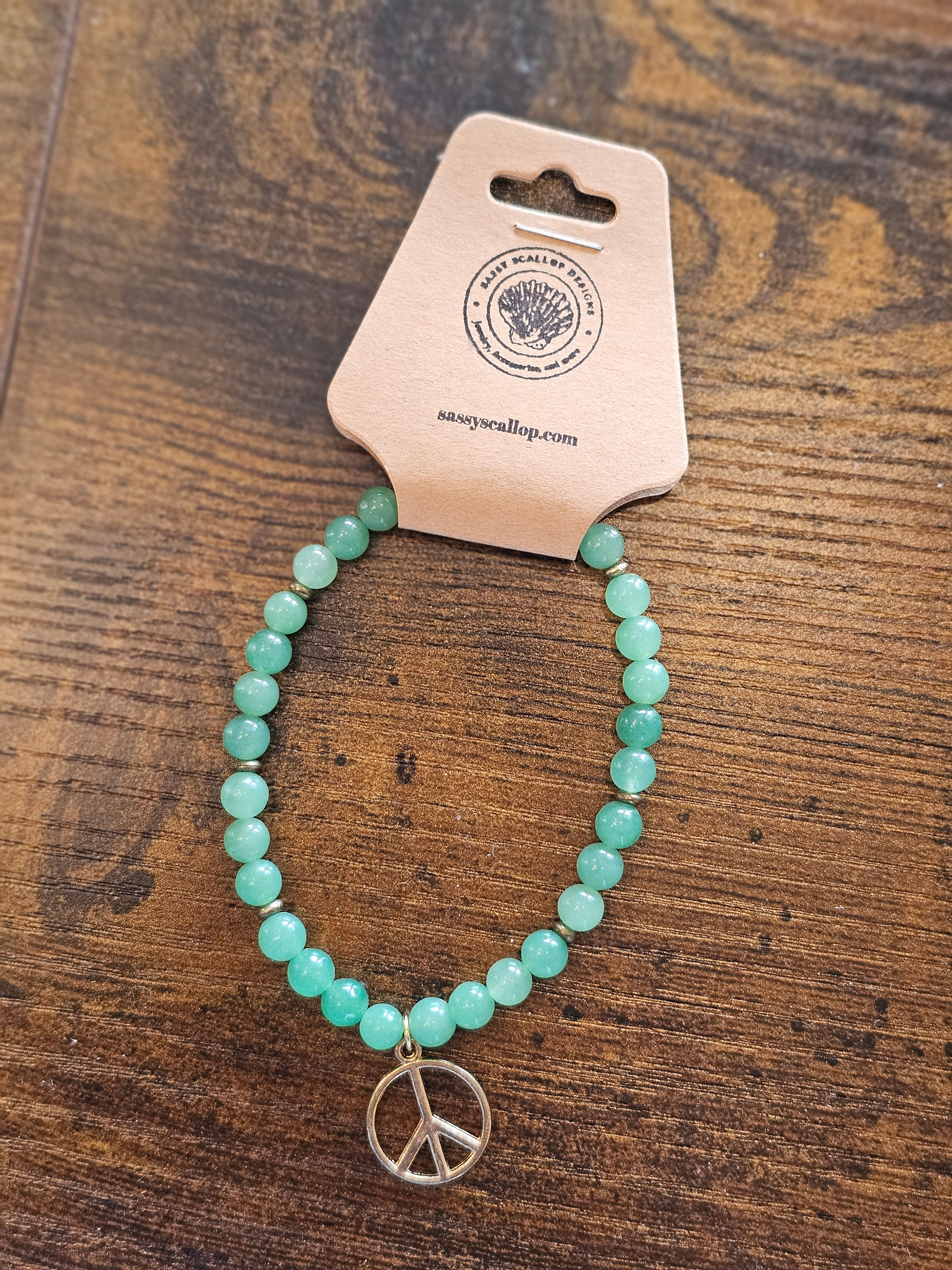 Peace Sign Beaded Bracelet