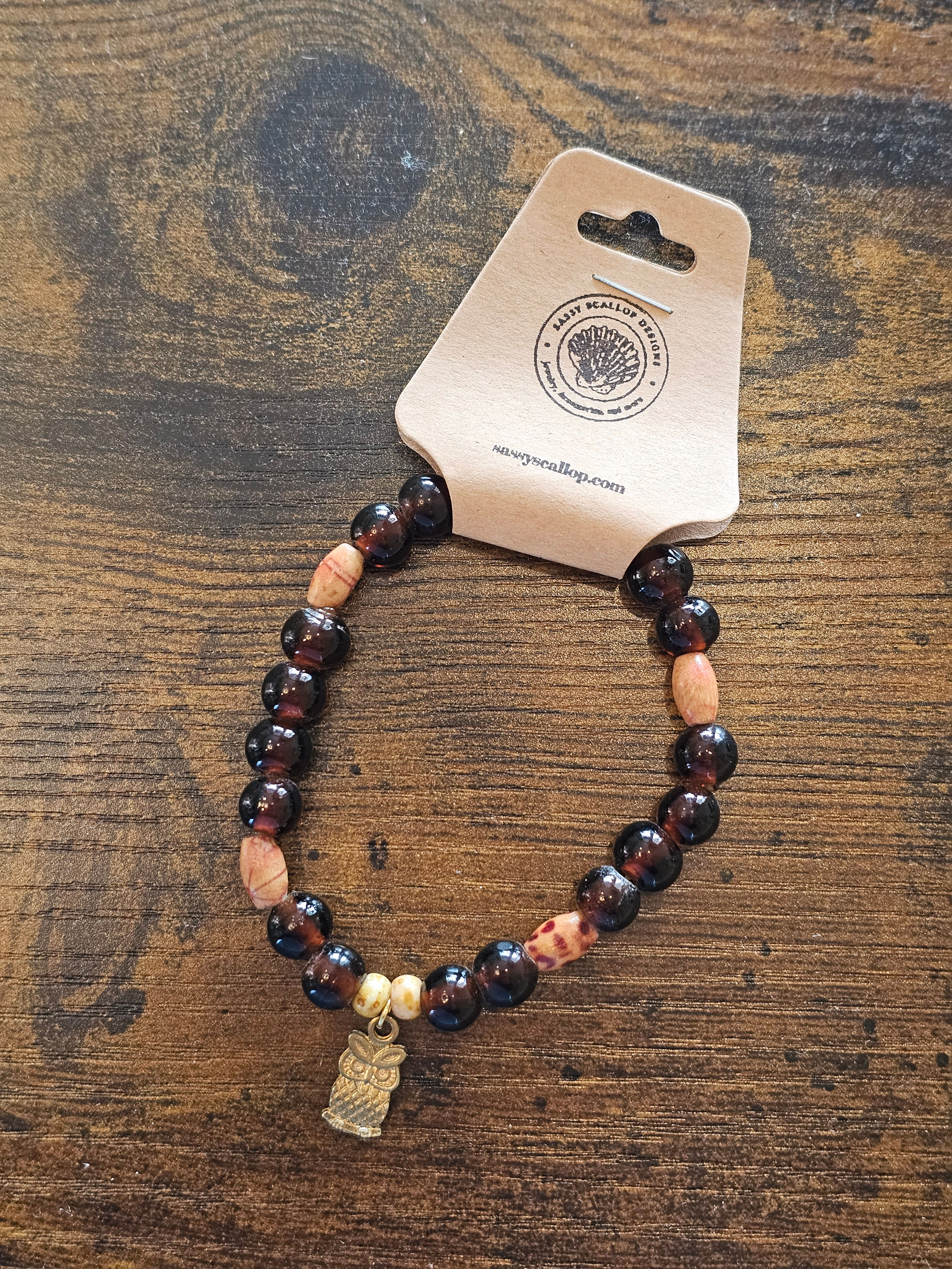Brown Owl Beaded Bracelet