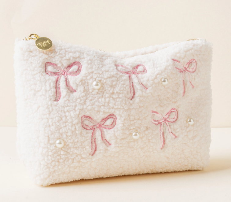 Pink Bow Teddy Pouch