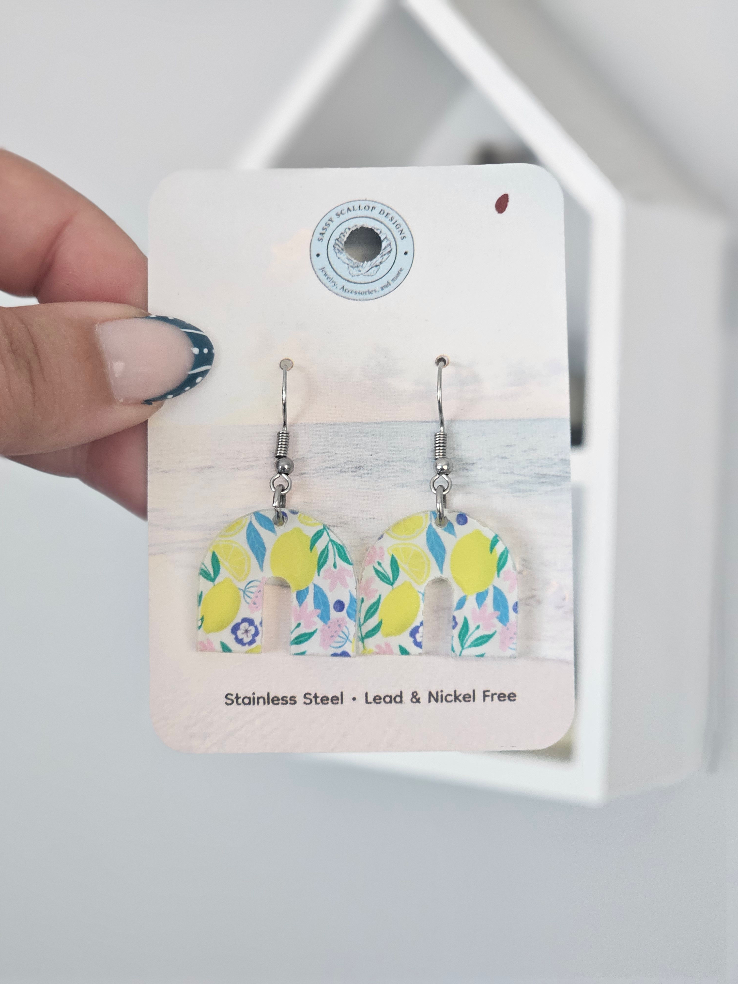 Lemon Arch Acrylic Earrings