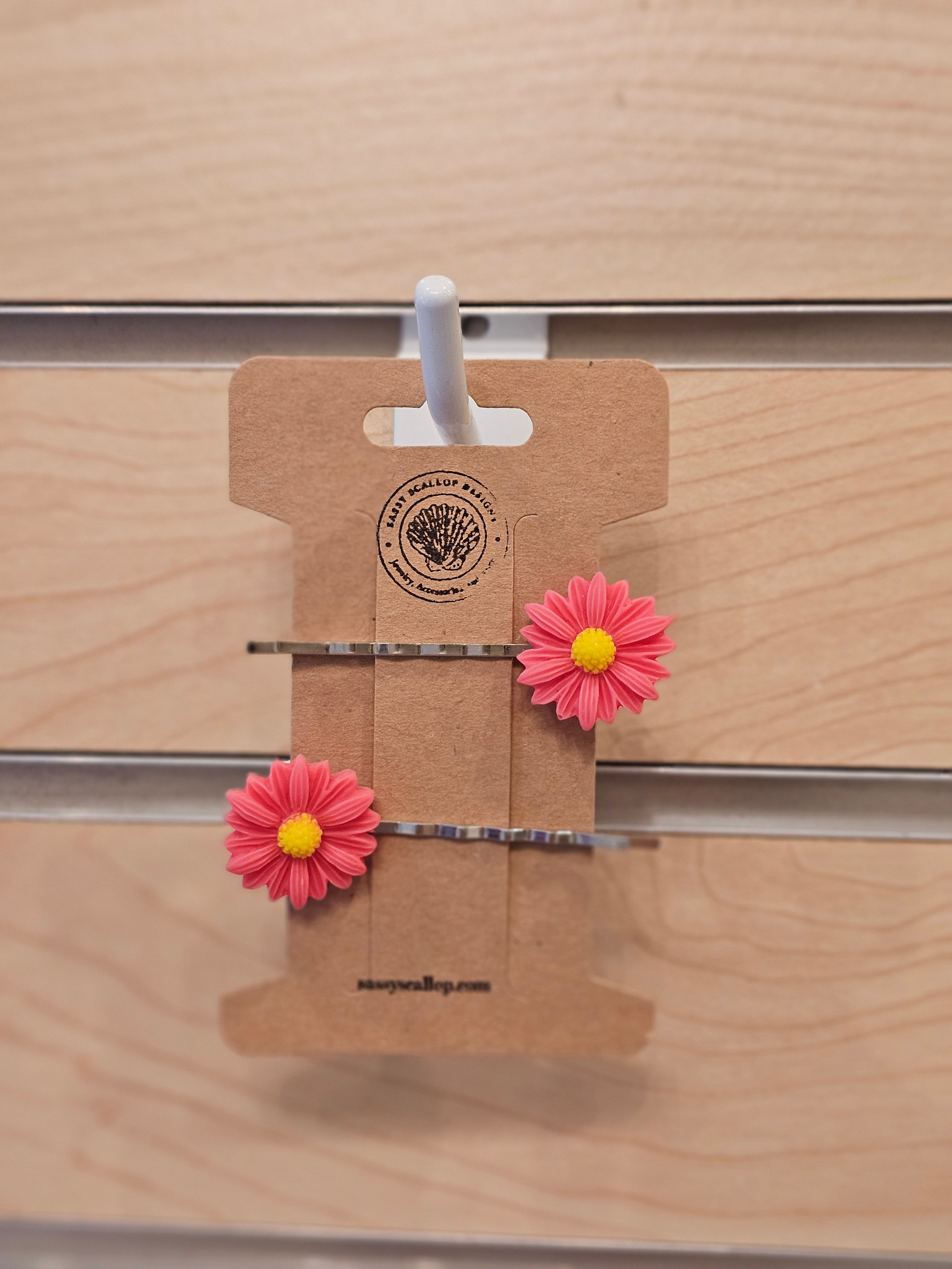 Hot Pink Flower Hair Pins