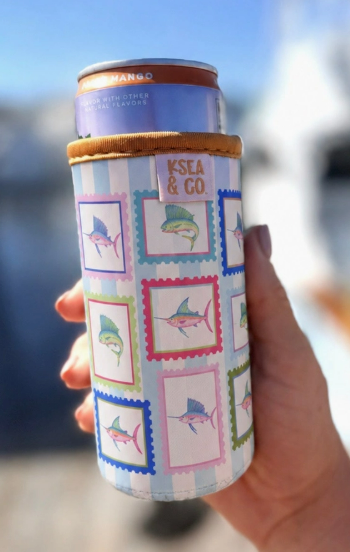 Slim Can Cover - Seaside Stamps