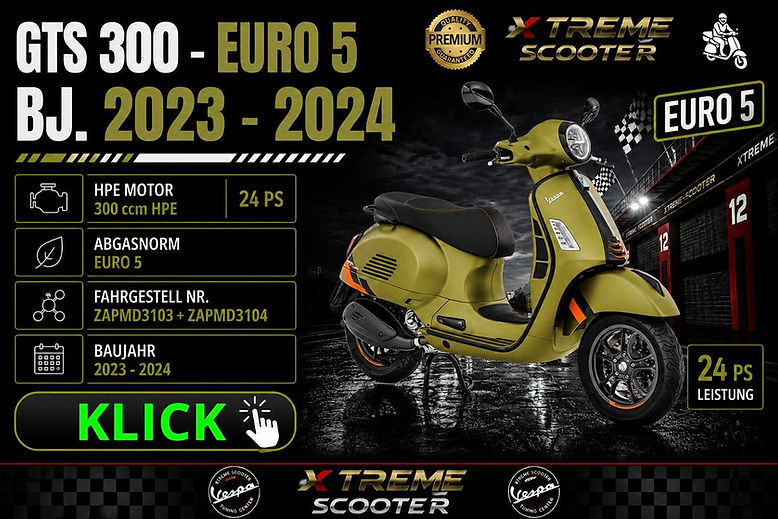 Vespa GTS 300 - Tuning Seite Übersicht - Baujahr - Euro 3 4 - Xtreme Scooter Center Egger 