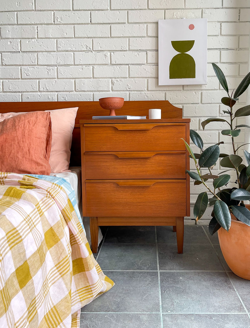 Thumbnail: Queen size teak bedhead