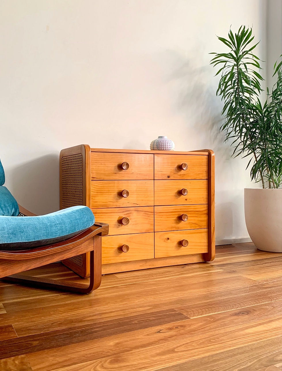 Thumbnail: Rattan and solid pine drawers