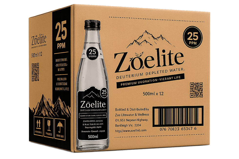 Zoelite 25ppm DDW carton x 12 bottles of Deuterium Depleted Water