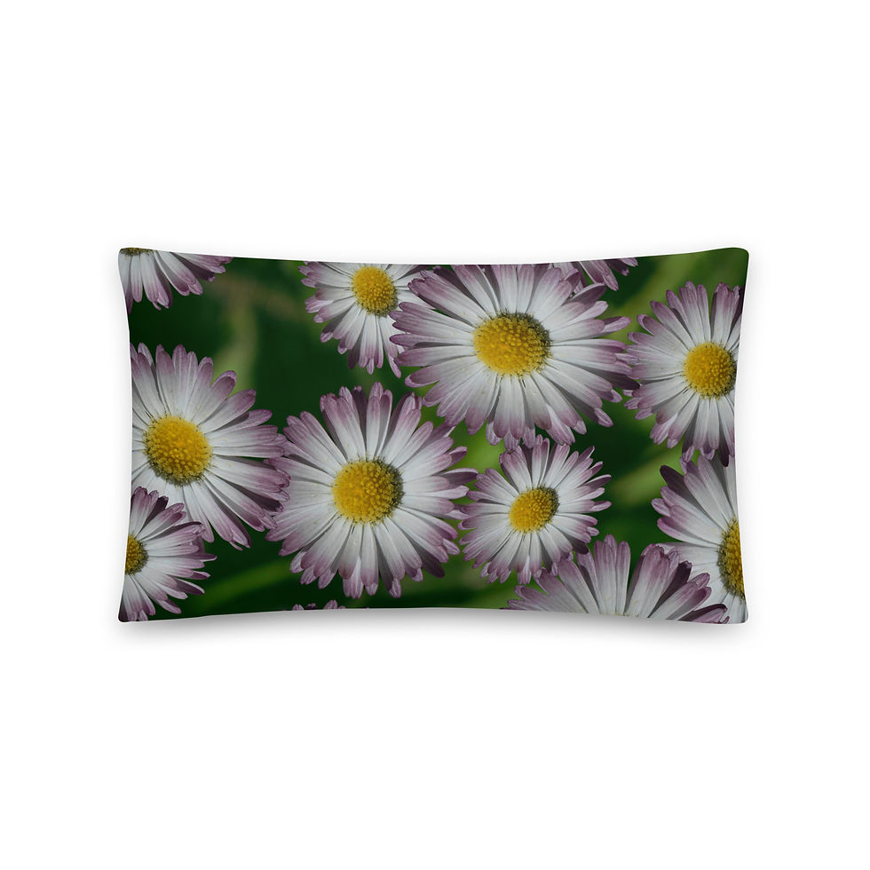 Thumbnail: Pink Daisy floral lumbar throw pillow front view