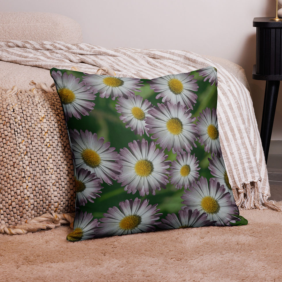 Thumbnail: Pink Daisy throw pillow on a neutral sofa