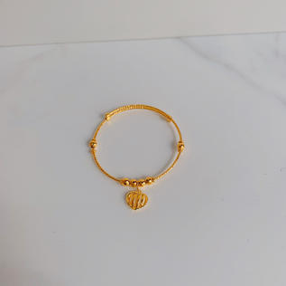 916 Gold Cage Heart Bangle ( Adjustable For Babies)