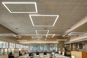 corporate office bank lighting design pendants