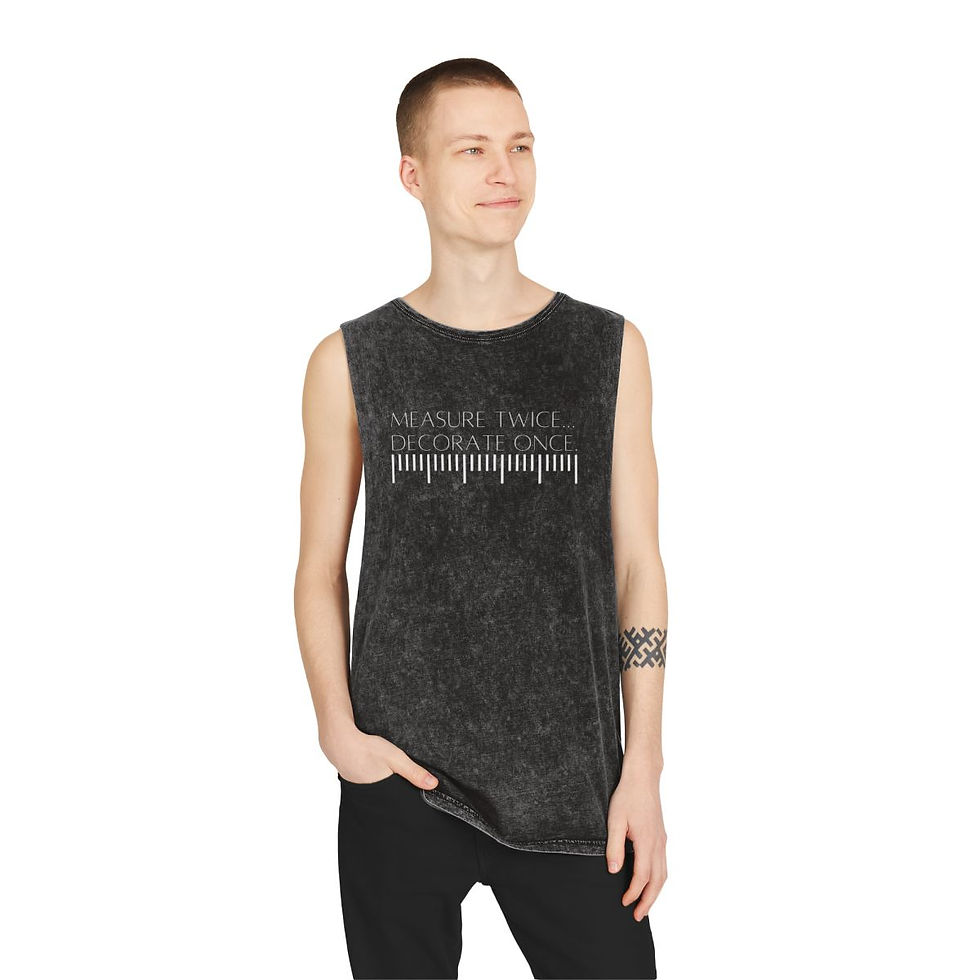 Thumbnail: Measure Twice, Decorate Once Unisex Stonewash Tank Top