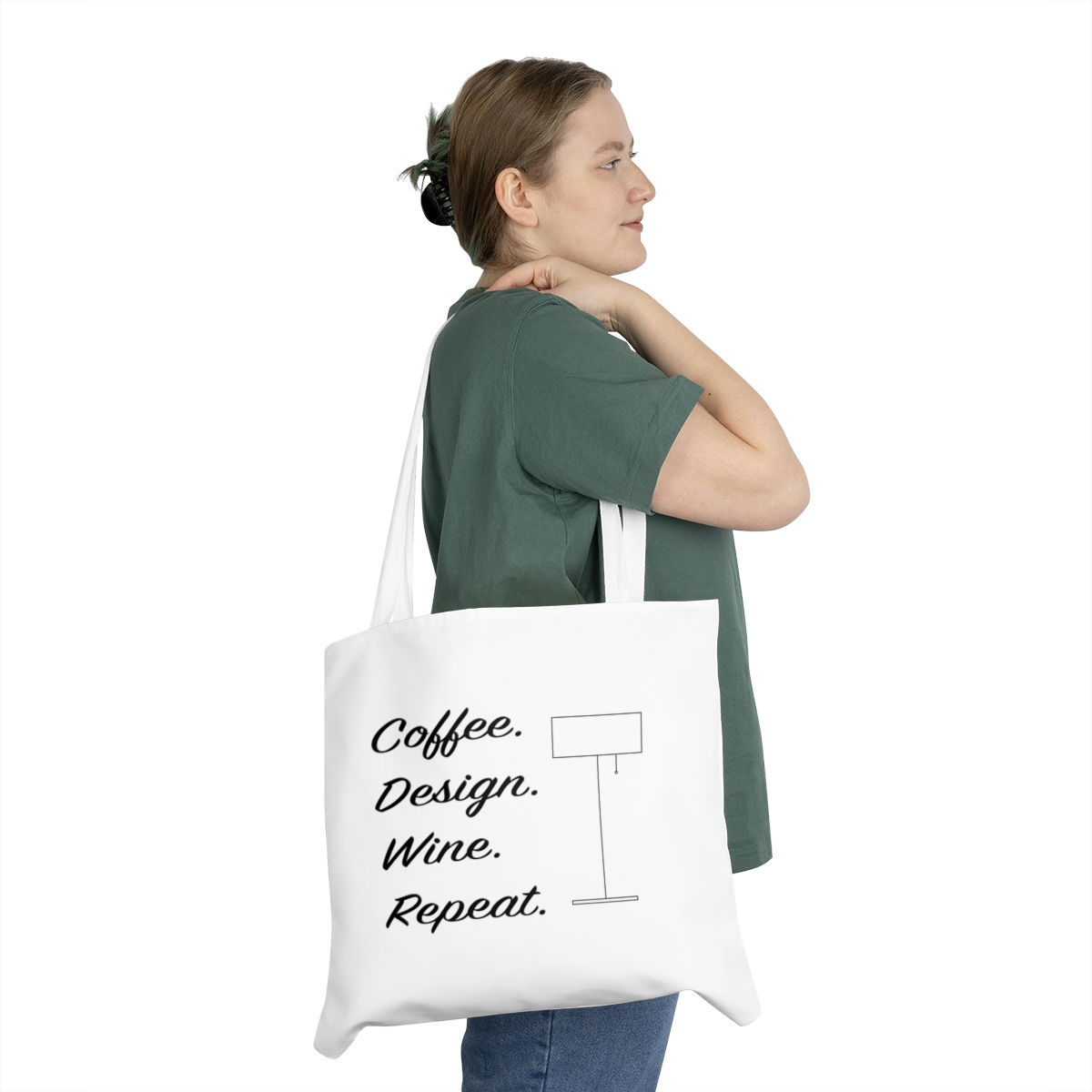Coffee, Design, Wine, Repeat. Shoulder Tote Bag