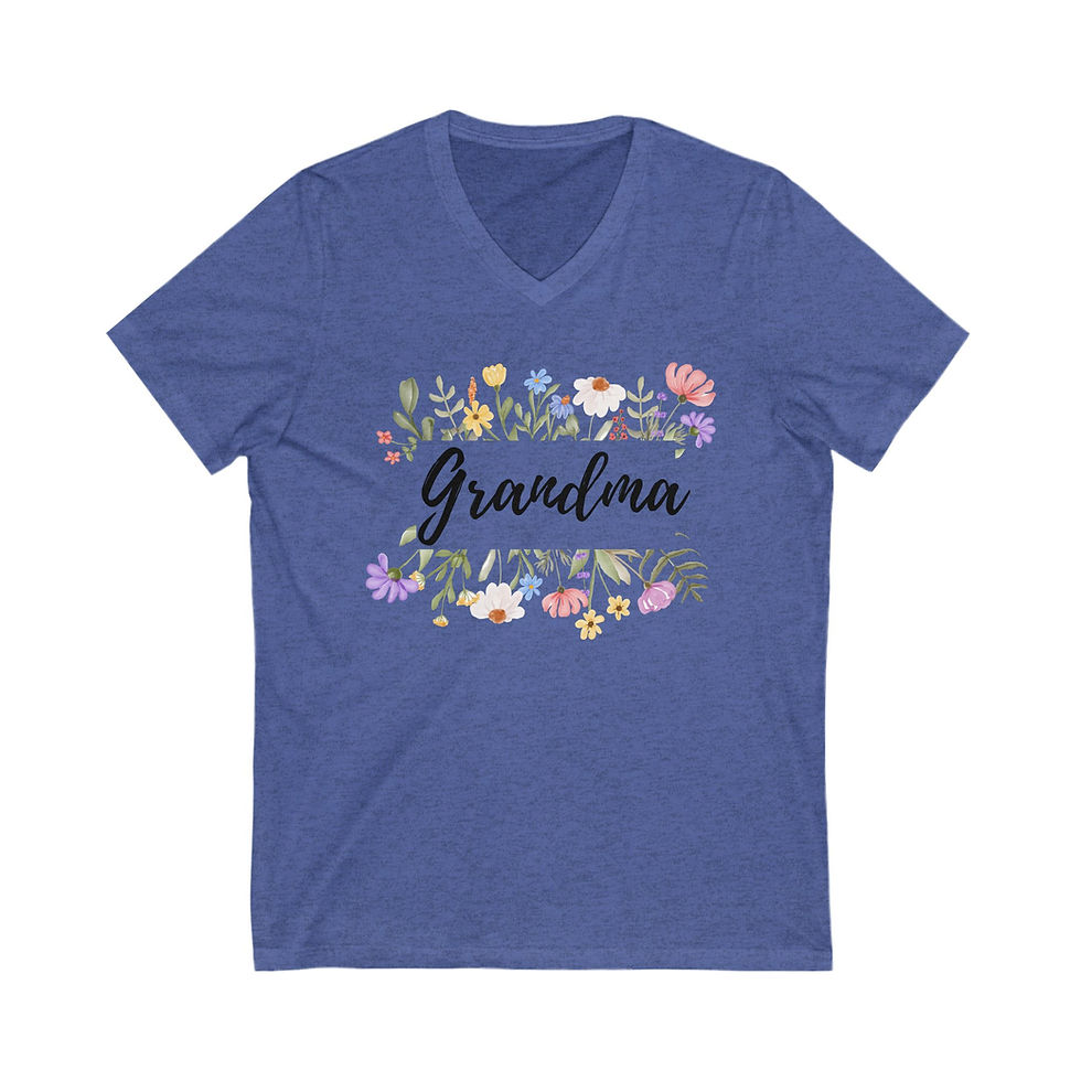 Thumbnail: Grandma Flowers Unisex Jersey Short Sleeve V-Neck Tee
